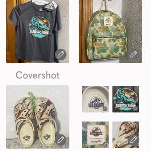 Jurassic Park Loungefly bag+T-Rex🦖tee+CROCS Jurassic Park sz 9